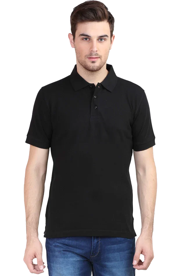 Plain Black Plus Size Half Sleeve Polo T-Shirt - Sigma Trends