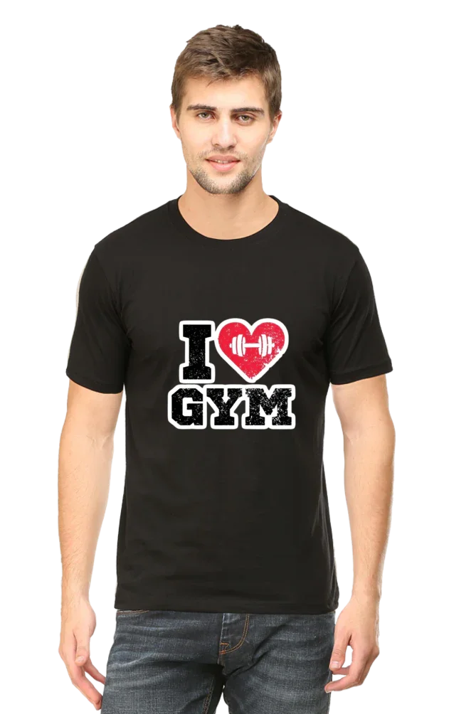 I Love Gym Men Plus Size Black T-Shirt - Sigma Trends