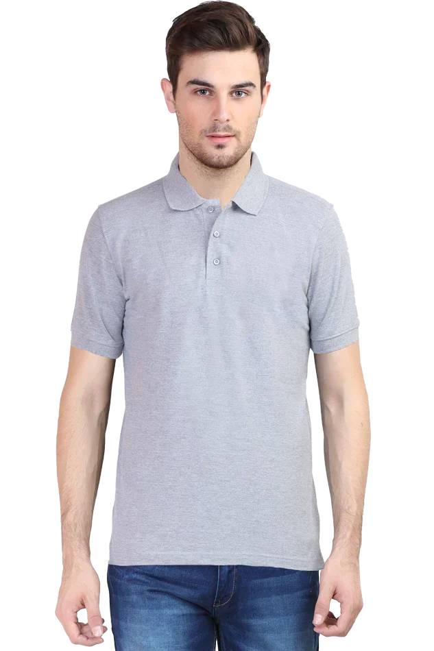 Plain Grey Plus Size Half Sleeve Polo T-Shirt - Sigma Trends