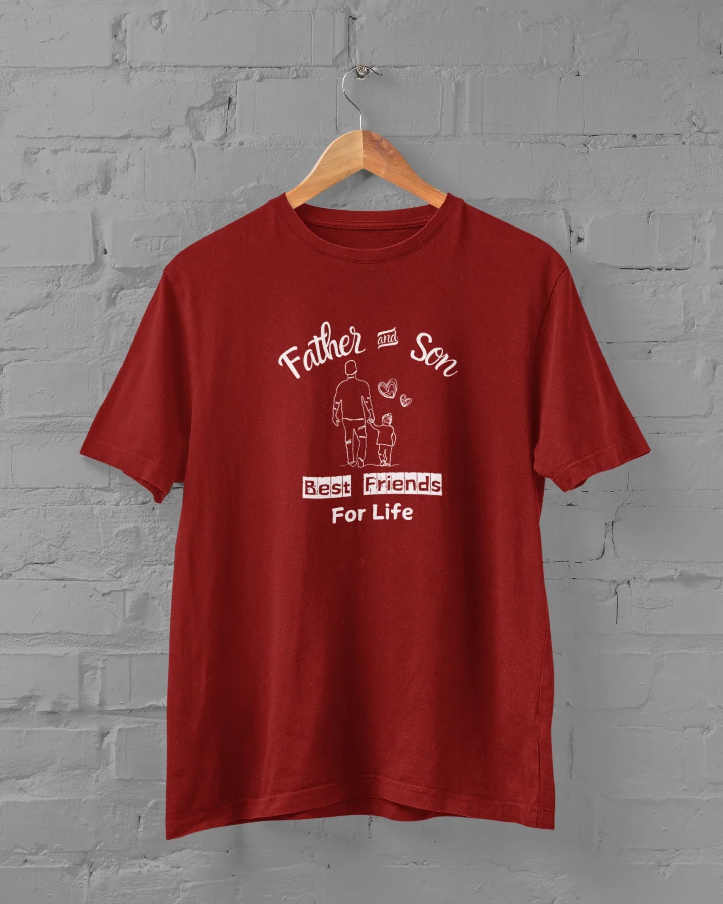 Father and Son Best Friends For Life Plus Size Men's Maroon T-Shirt - Sigma Trends