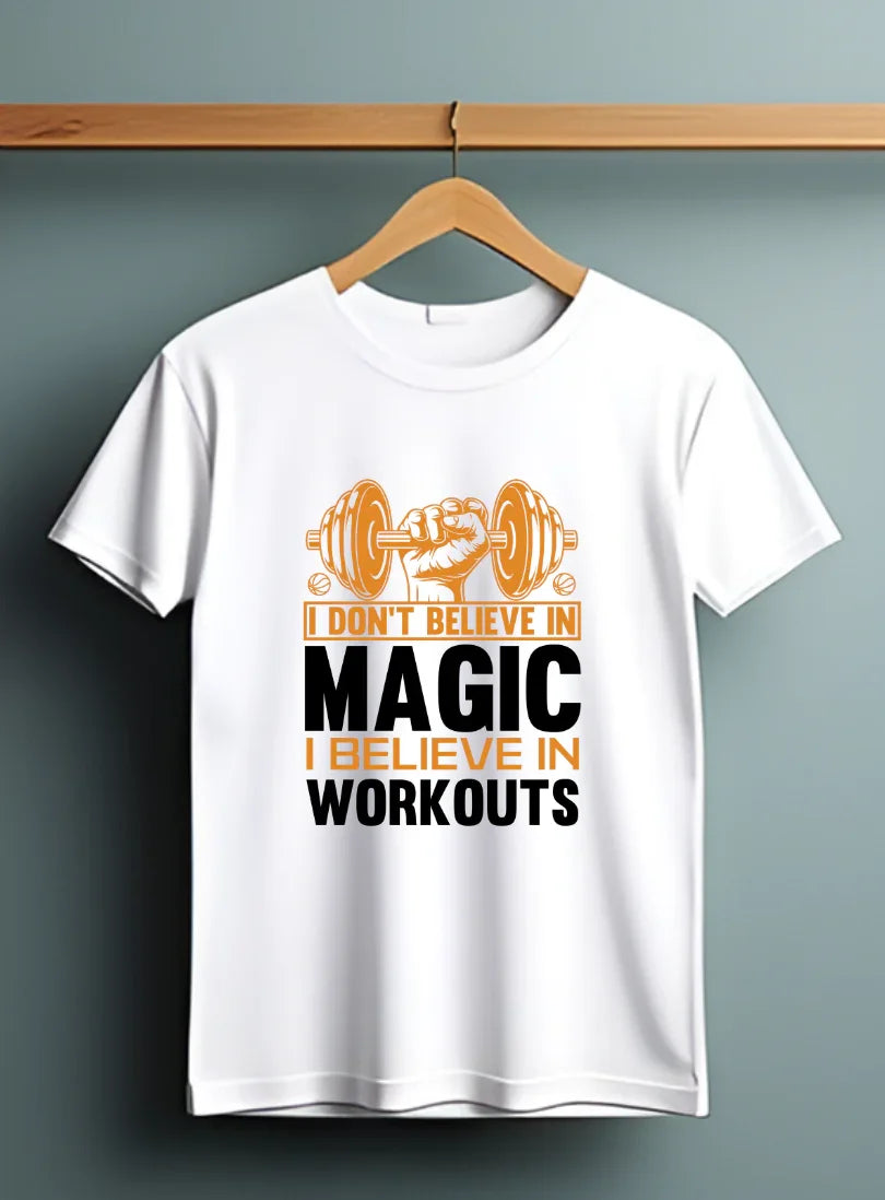 I Don't Believe in Magic I Believe in Workouts Plus Size T-Shirt - Sigma Trends