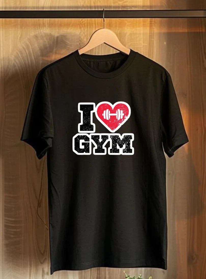 I Love Gym Men Plus Size Black T-Shirt - Sigma Trends