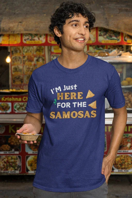 I'M Just Here For The Samosas Plus Size Navy Blue T-Shirt - Sigma Trends