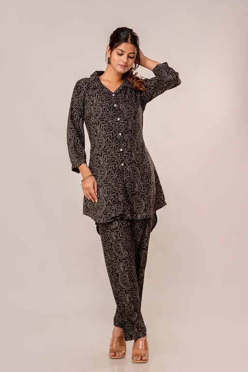 Women's Rayon Printed Plus Size Coord Set - Sigma Trends
