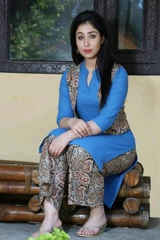 Women's Solid Rayon Kurta with Palazzos and Jacket Set - Sigma Trends