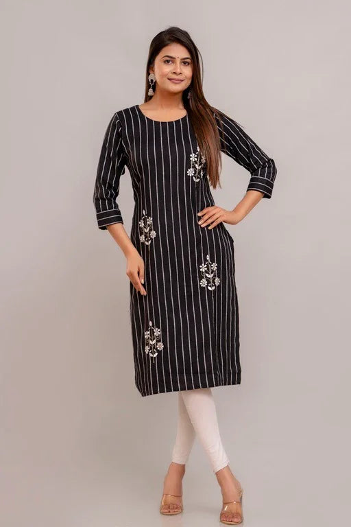 Women South Cotton Embroidered Plus Size A-Line Kurtis - Sigma Trends