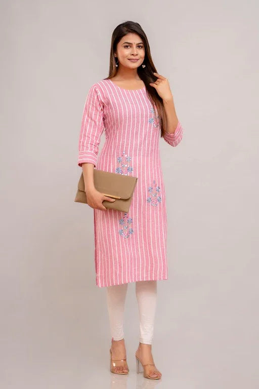 Women South Cotton Embroidered Plus Size A-Line Kurtis - Sigma Trends