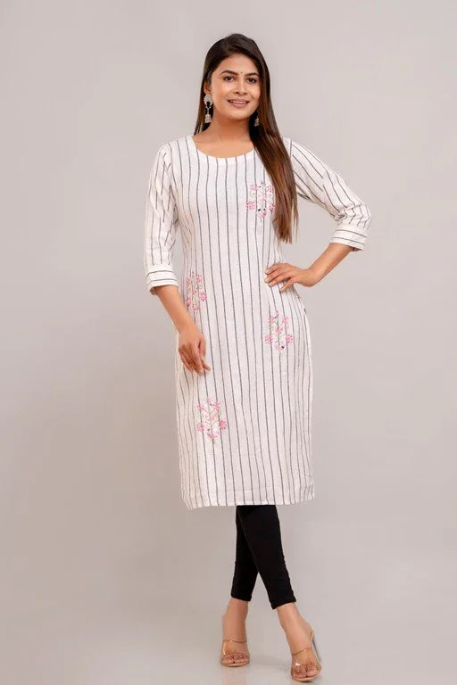 Women South Cotton Embroidered Plus Size A-Line Kurtis - Sigma Trends