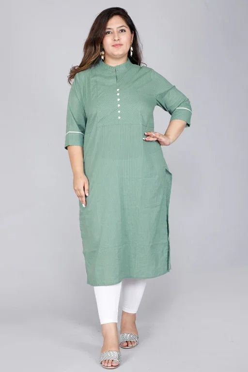 Women's Kantha Cotton Stitched Plus Size Kurta - Sigma Trends