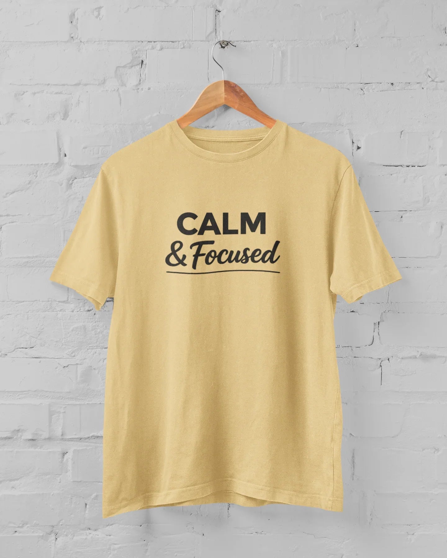 Calm & Focused Unisex Beige T-Shirt – Premium Supima Cotton | Sizes M-5XL | Motivational Startup Tee - sigmatrends