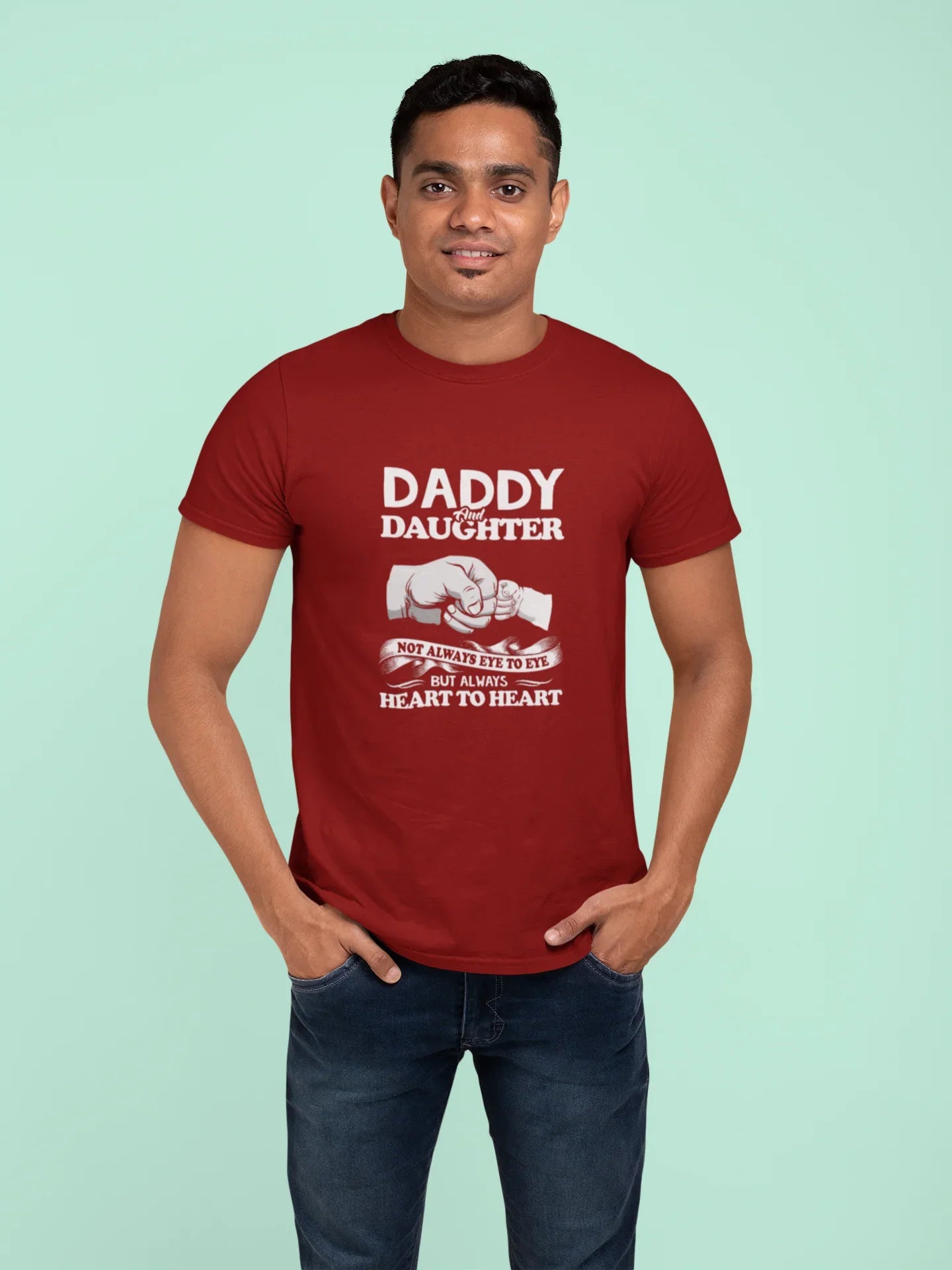 Daddy and Daughter Not Always Eye to Eye Maroon Plus Size T-Shirt - Sigma Trends