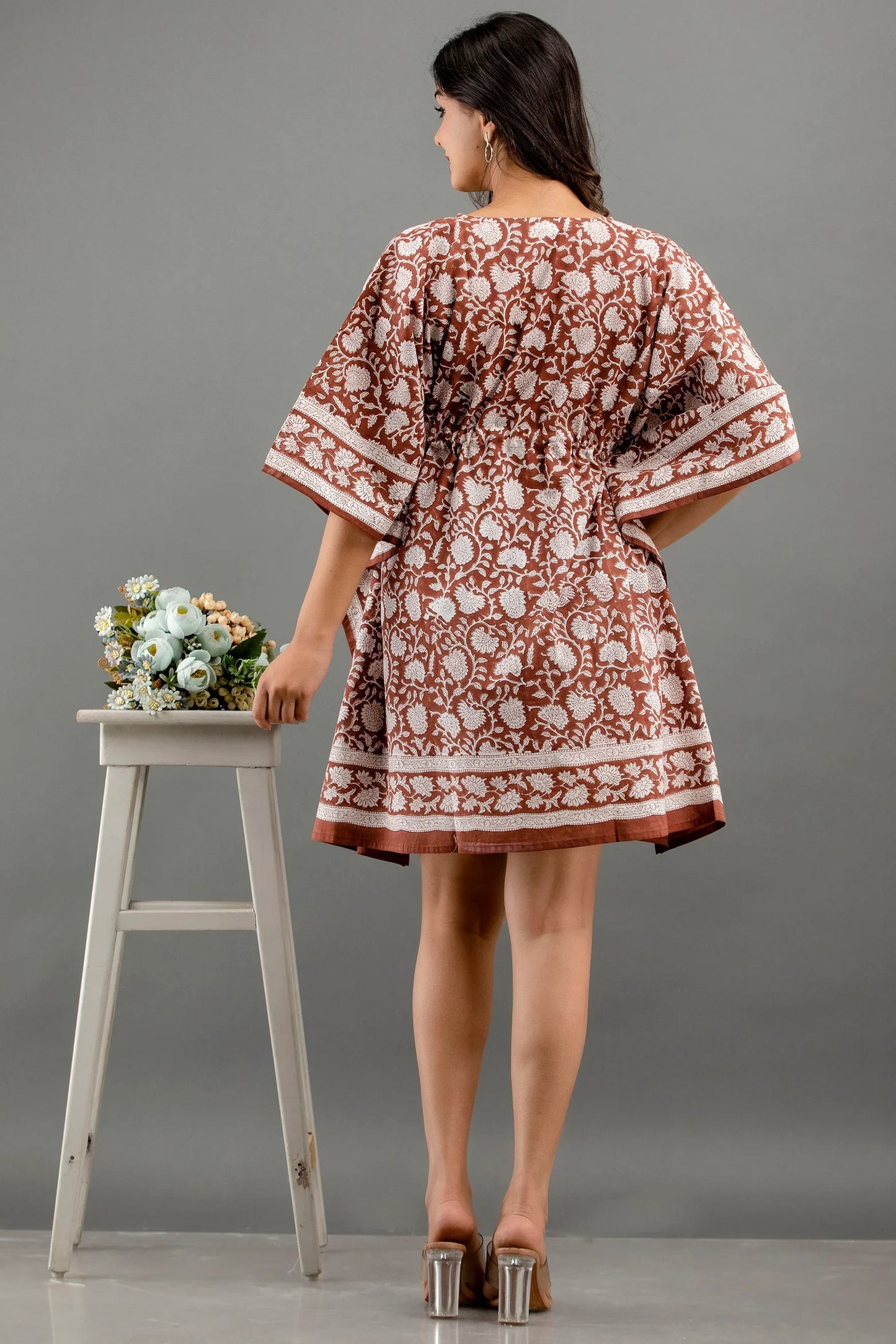 Hand Block Printed Cotton Kaftan - Sigma Trends
