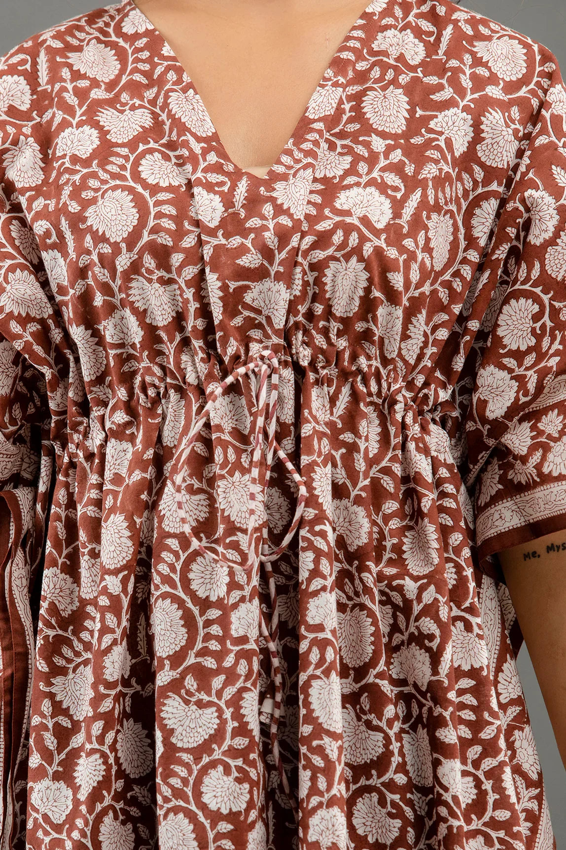 Hand Block Printed Cotton Kaftan - Sigma Trends