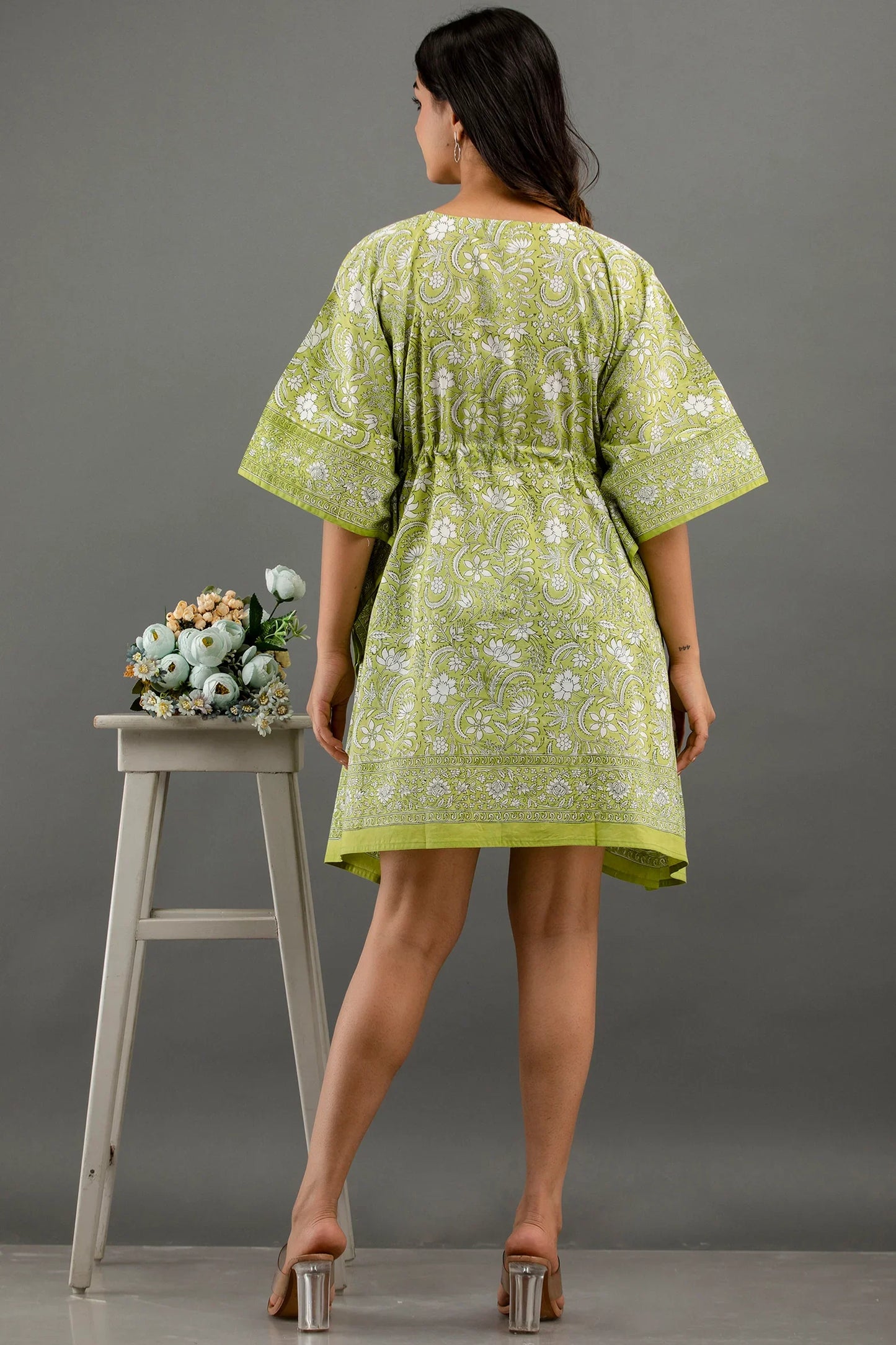 Hand Block Printed Cotton Kaftan - Sigma Trends