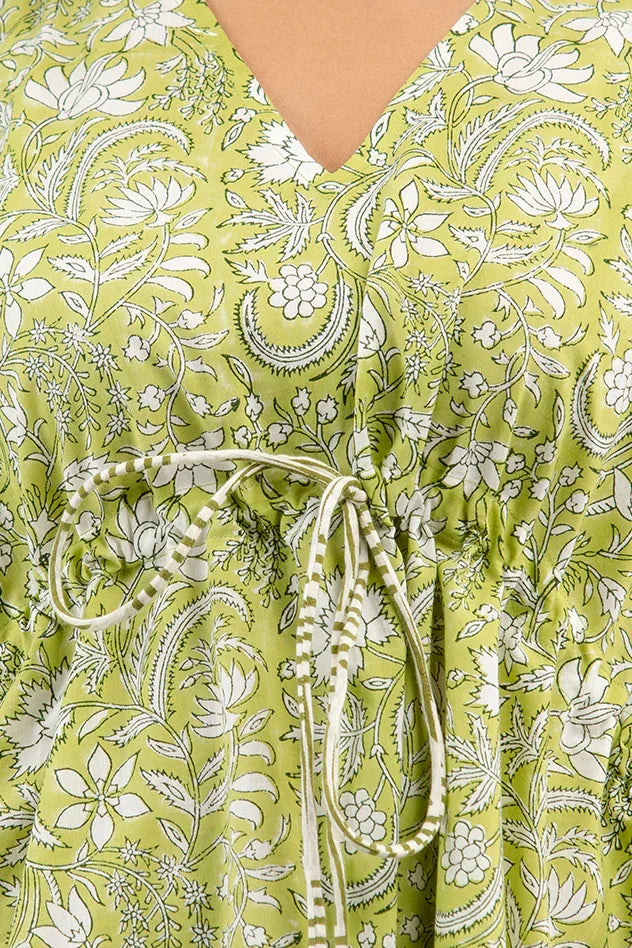 Hand Block Printed Cotton Kaftan - Sigma Trends