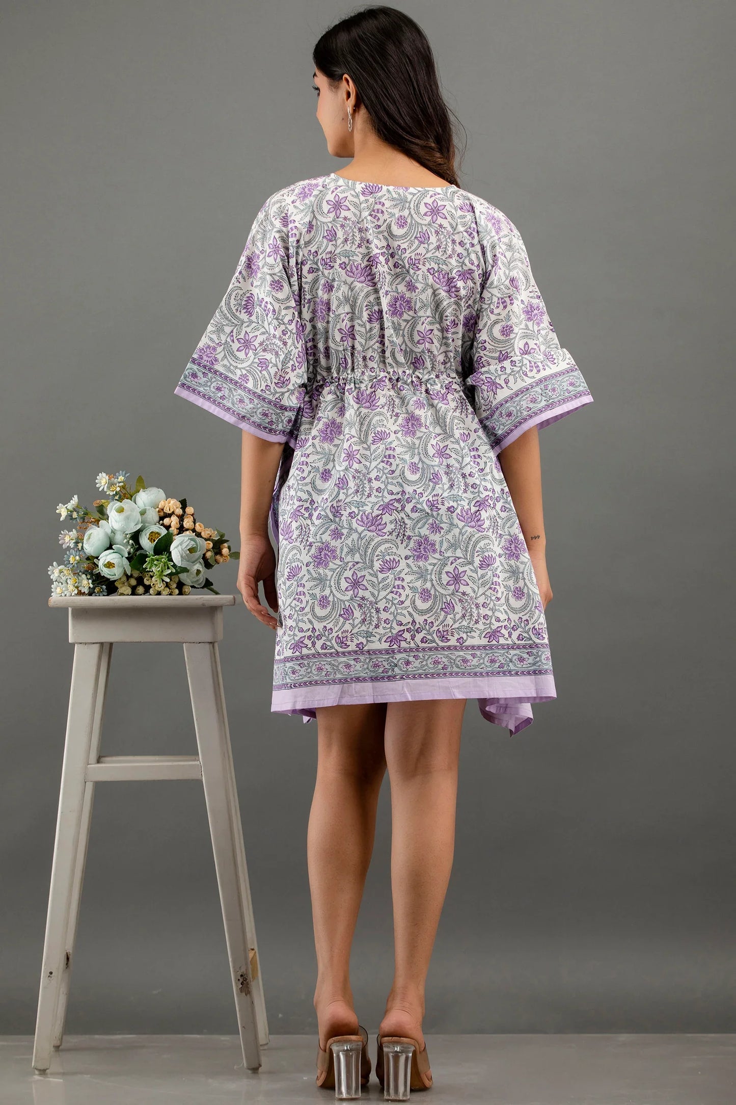 Hand Block Printed Cotton Kaftan - Sigma Trends
