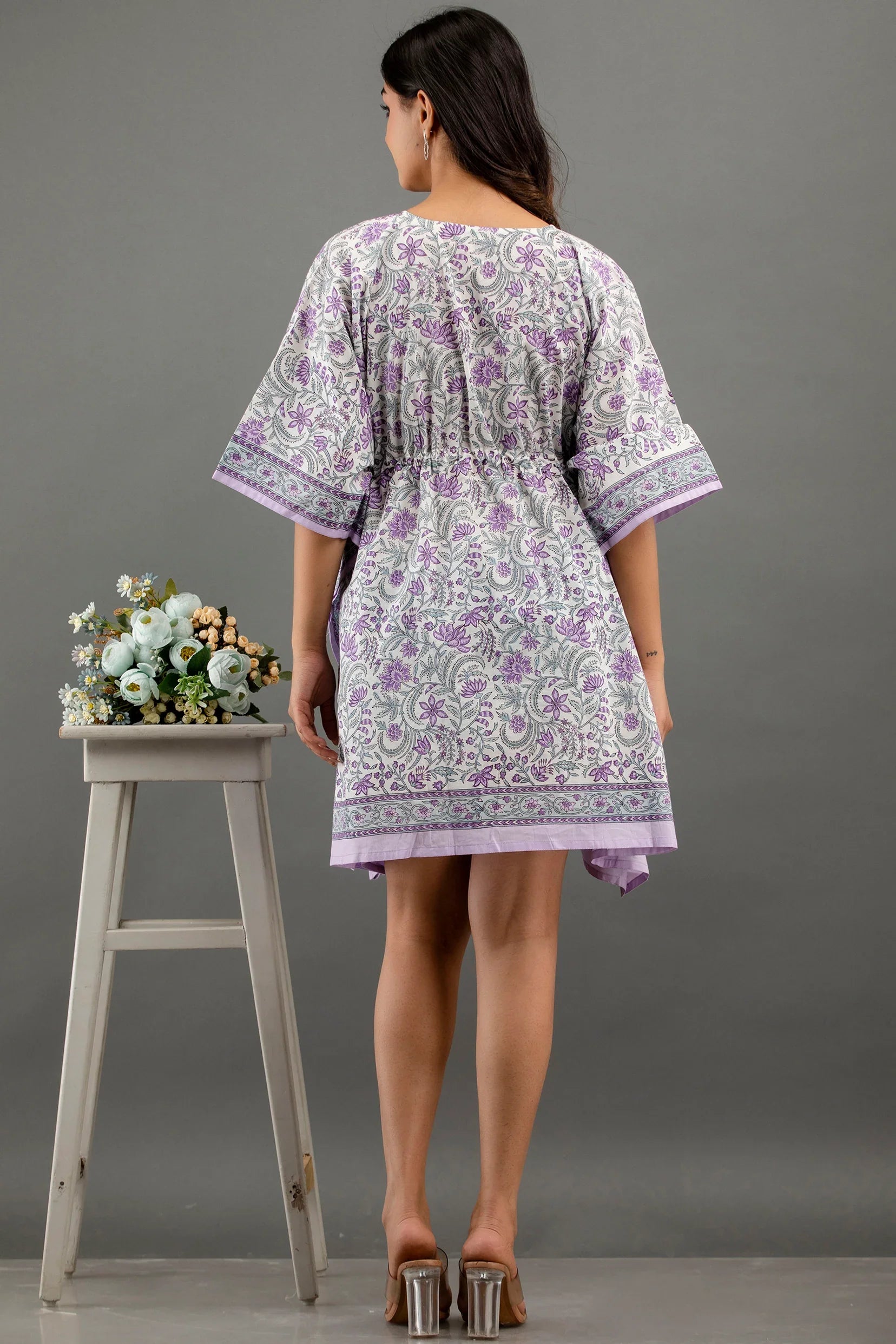 Hand Block Printed Cotton Kaftan - Sigma Trends