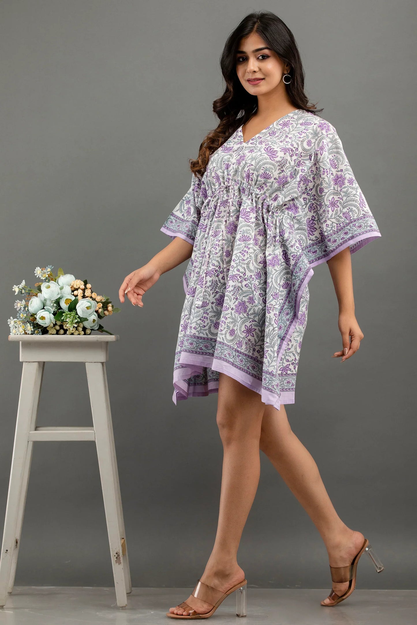 Hand Block Printed Cotton Kaftan - Sigma Trends
