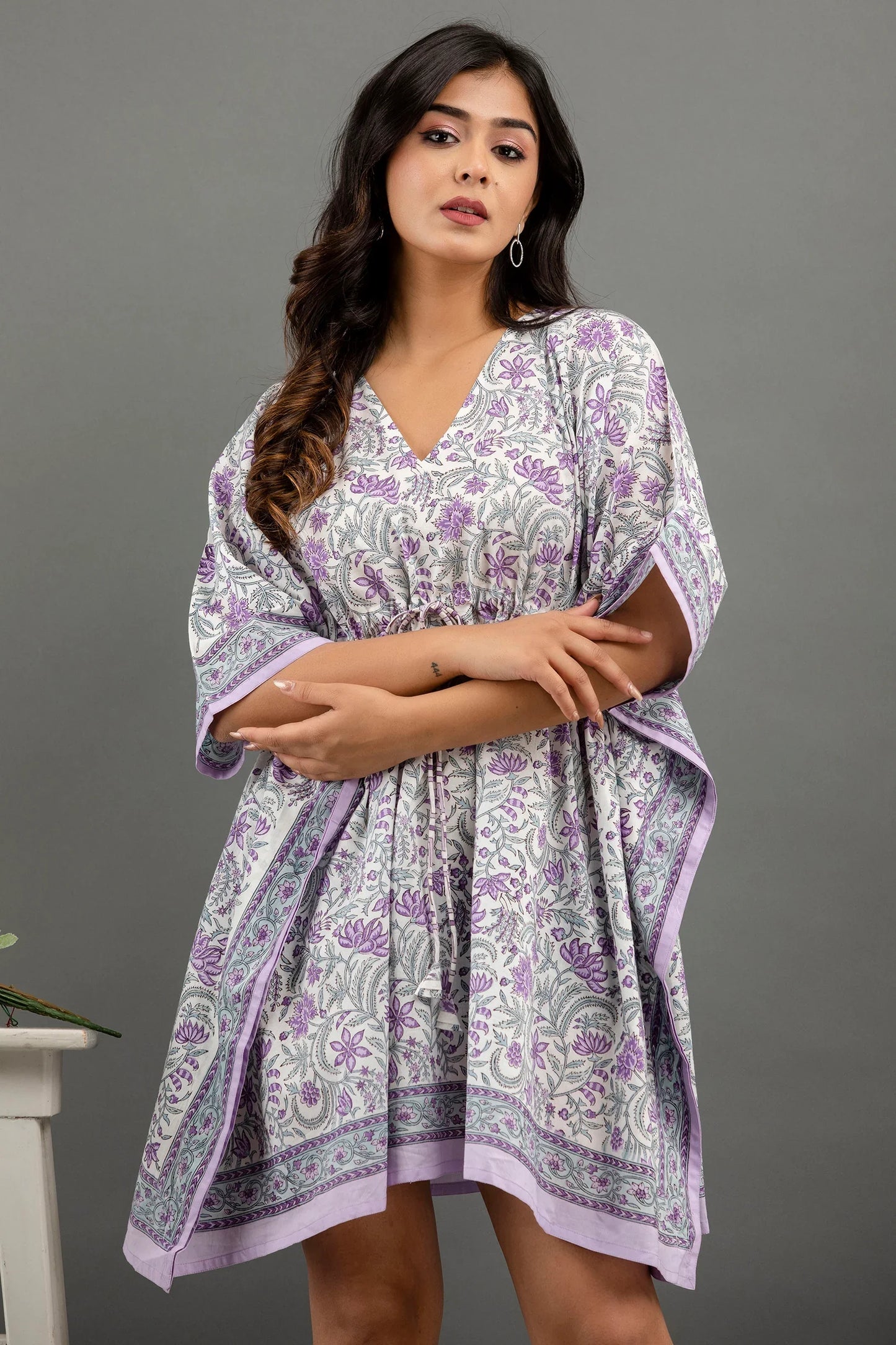 Hand Block Printed Cotton Kaftan - Sigma Trends