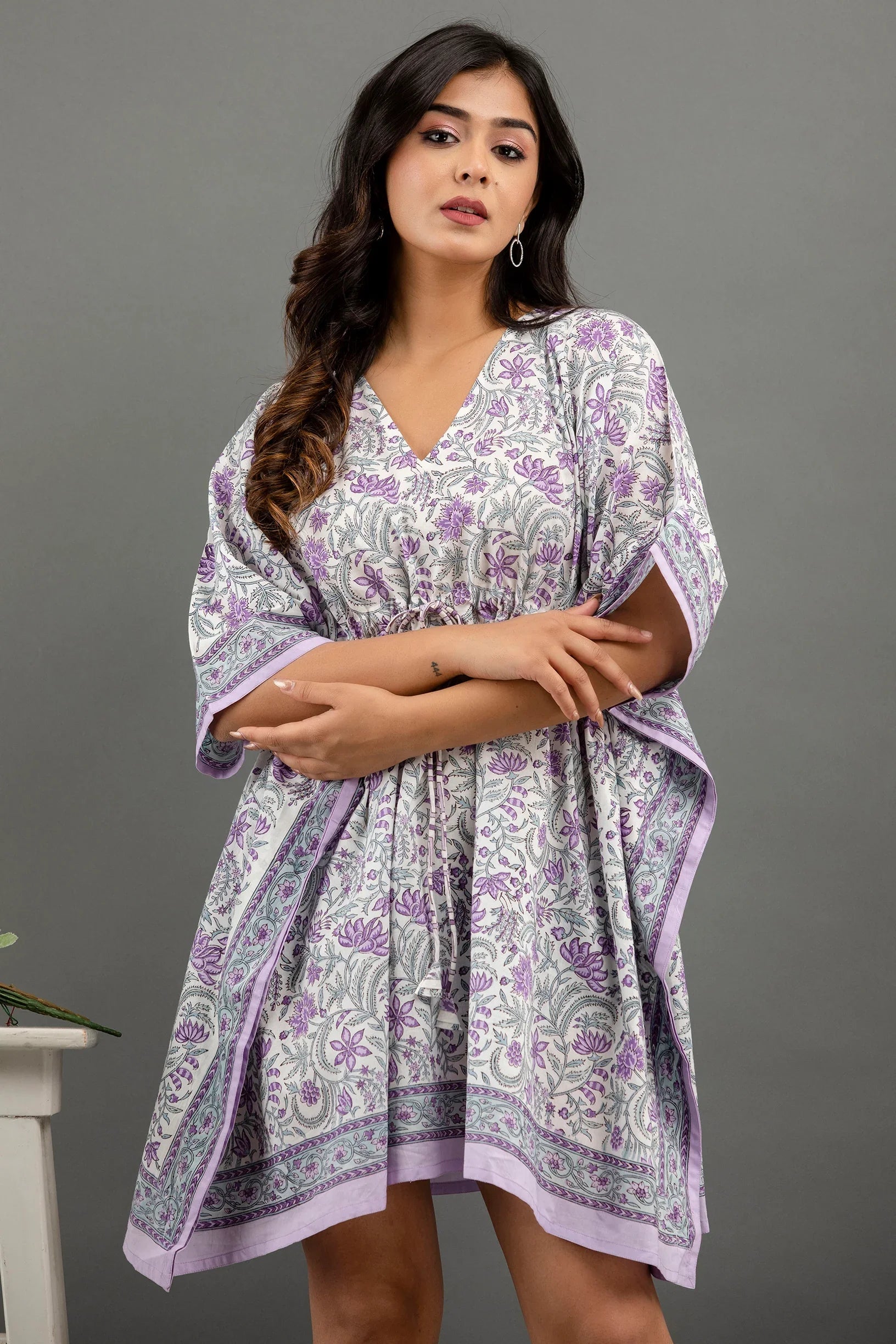 Hand Block Printed Cotton Kaftan - Sigma Trends