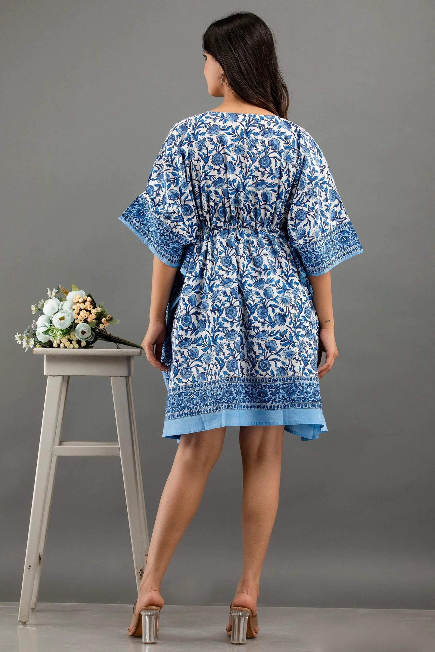 Hand Block Printed Cotton Kaftan - Sigma Trends