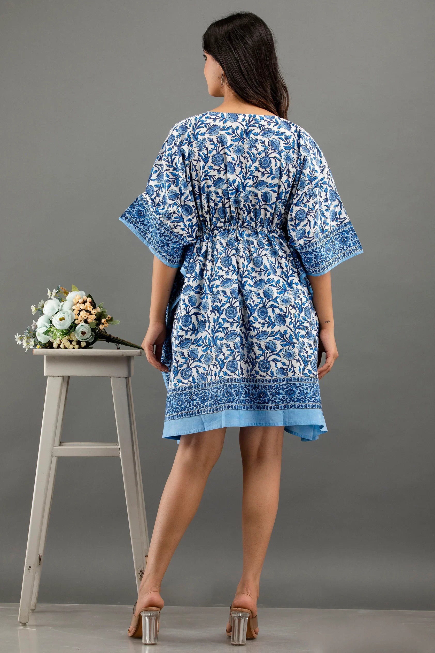 Hand Block Printed Cotton Kaftan - Sigma Trends