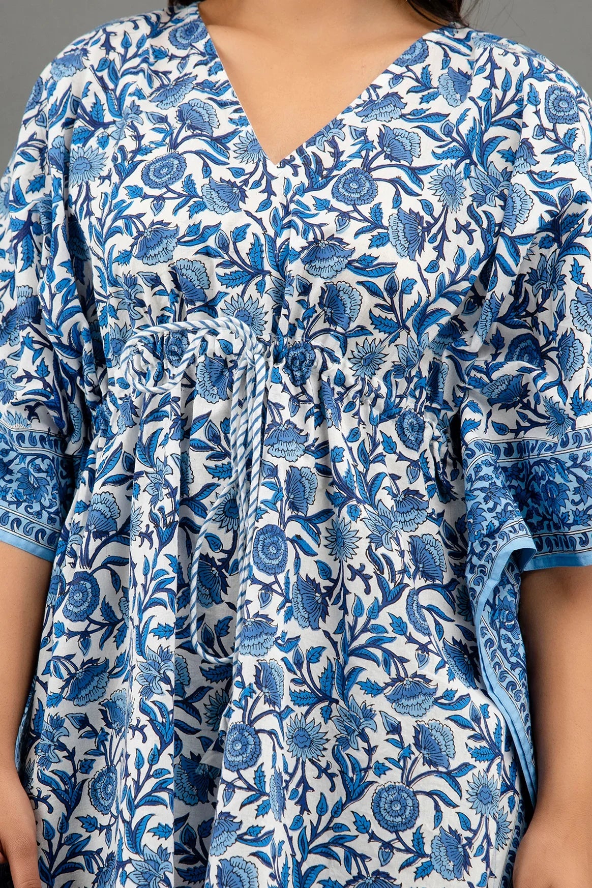Hand Block Printed Cotton Kaftan - Sigma Trends