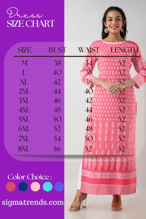 Pretty Rayon Plus Size Straight Kurti - Sigma Trends