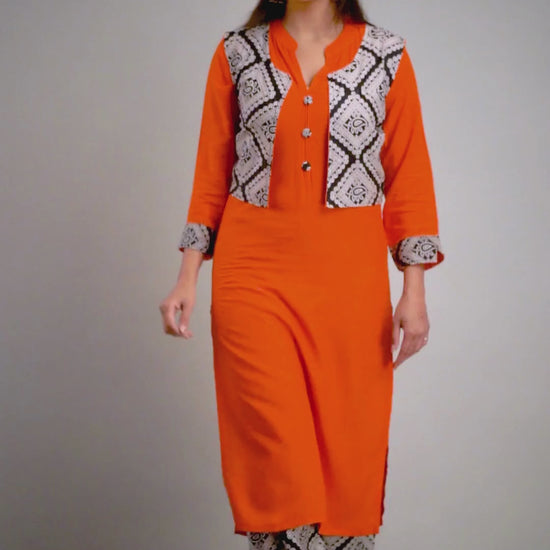 Women's Plus Size Rayon Printed Straight Kurta Jacket and Palazzo Set Video - sigmatrends