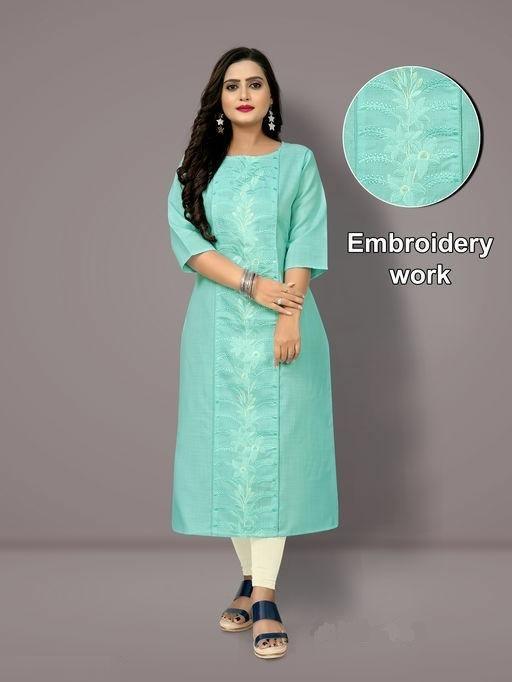 Cotton Blend Embroidered Plus Size Kurti - Sigma Trends