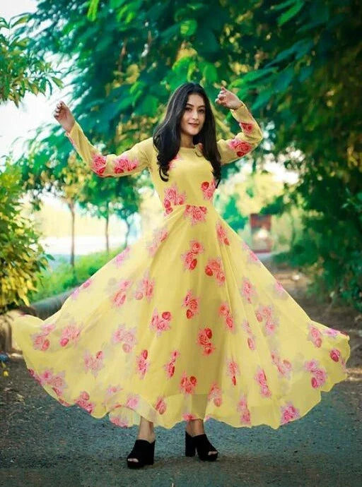 Pretty Georgette with Inner Lining Plus Size Gown - Sigma Trends