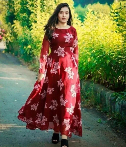 Pretty Georgette with Inner Lining Plus Size Gown - Sigma Trends