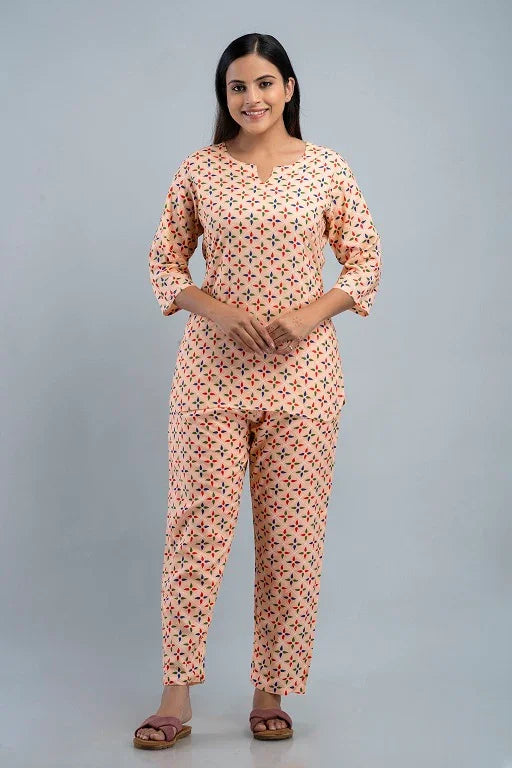 Women's Rayon Printed Plus Size Night Suit Set of Shirt and Pyjama - Sigma Trends