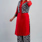 Women's Plus Size Rayon Printed  Straight Kurta Jacket and Palazzo Set Red - sigmatrends