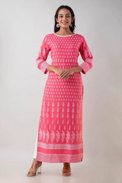 Pretty Rayon Plus Size Straight Kurti - Sigma Trends