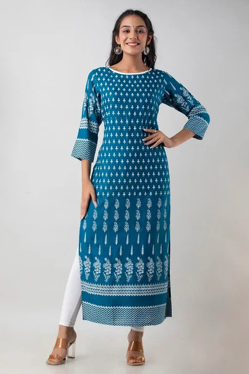 Pretty Rayon Plus Size Straight Kurti - Sigma Trends