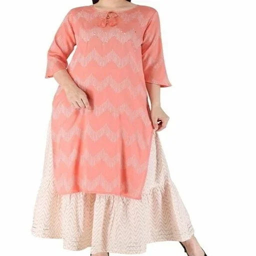 Women's Printed Plus Size Rayon Kurta with Skirt Set - Sigma Trends