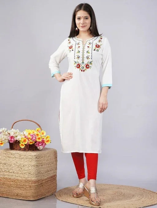 Stylish Rayon Embroidered Kurti - Sigma Trends