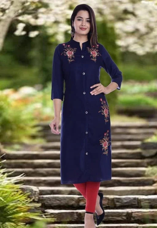 Women Embroidered Viscose Rayon Kurti - Sigma Trends