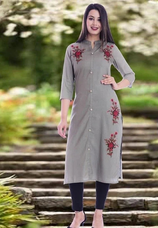 Women Embroidered Viscose Rayon Kurti - Sigma Trends