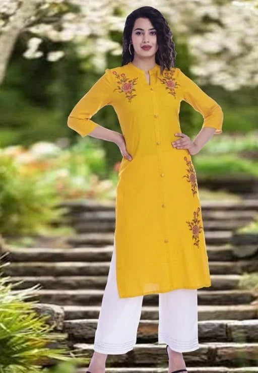 Women Embroidered Viscose Rayon Kurti - Sigma Trends