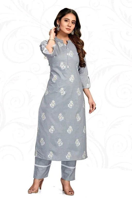 Women's Cotton Blend Plus Size Kurti with Pant - Sigma Trends
