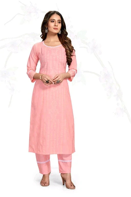 Women's Cotton Blend Plus Size Kurti with Pant - Sigma Trends