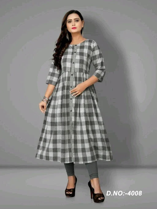 Women's Cotton Flared Stripe Kurti - Sigma Trends