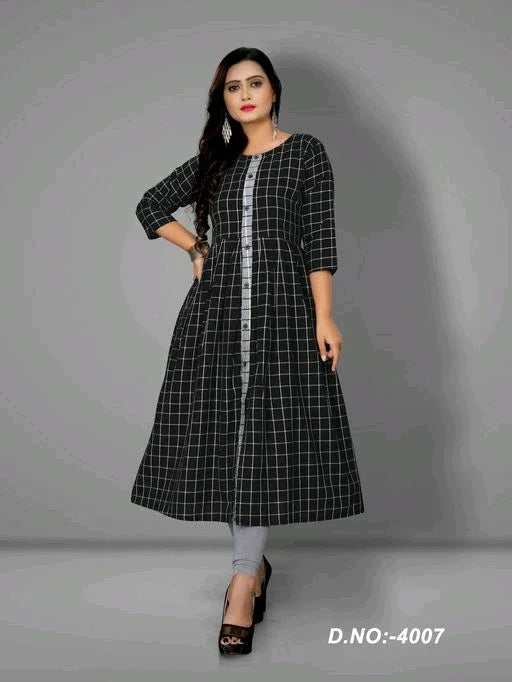Women's Cotton Flared Stripe Kurti - Sigma Trends