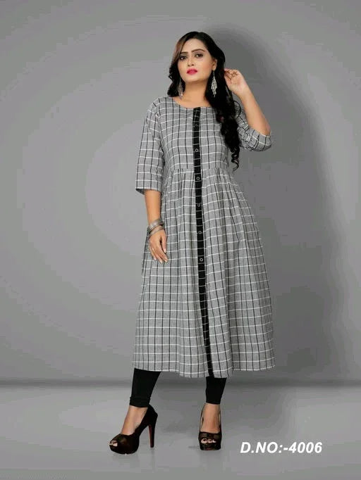 Women's Cotton Flared Stripe Kurti - Sigma Trends