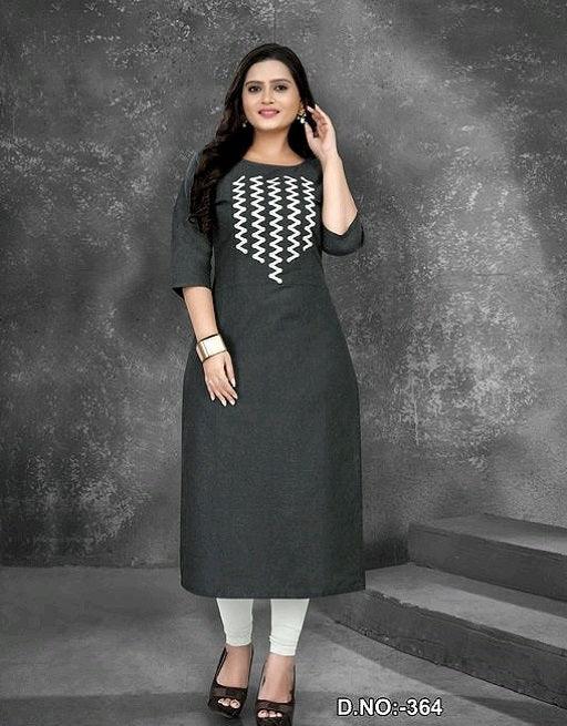 Women's Casual Embroidered Cotton Plus Size Kurti - Sigma Trends