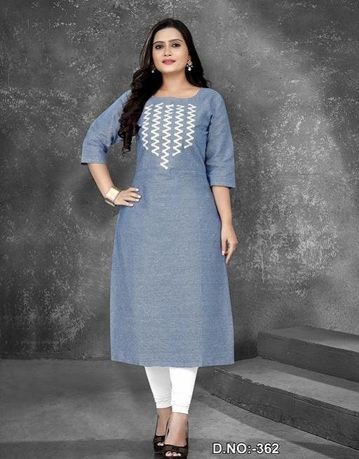 Women's Casual Embroidered Cotton Plus Size Kurti - Sigma Trends