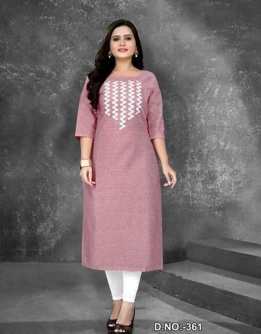 Women's Casual Embroidered Cotton Plus Size Kurti - Sigma Trends