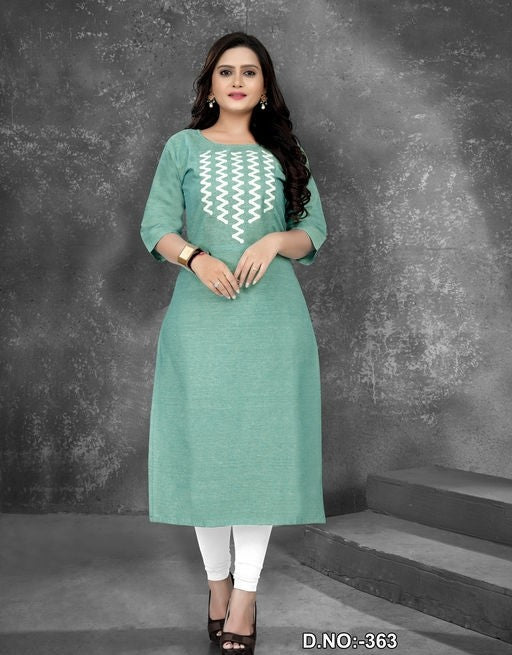 Women's Casual Embroidered Cotton Plus Size Kurti - sigmatrends